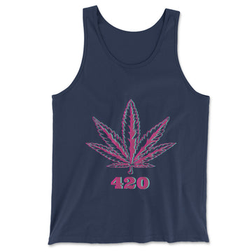420 Hemp Leaf Men/Unisex Tank in Navy color